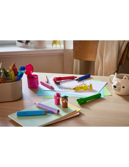 FC110705,Set 3 capace Faber-Castell pentru creioane Grippy, model 2, Animale