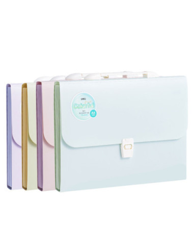 DLEF613,Servieta plastic cu maner 13 compartimente diverse culori macarons Deli