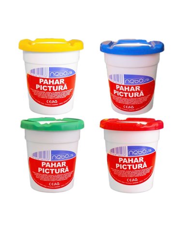 Pahar pentru pictura cu capac Nebo, 175 ml, Culori asortate