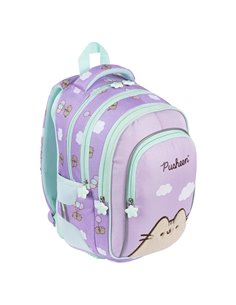 Ghiozdan scoala St.Majewski BPL58 cu 4 compartimente, 40 x 28 x 18 cm, Motiv Pusheen, Violet