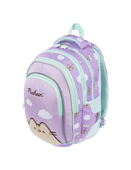 Ghiozdan scoala St.Majewski BPL58 cu 4 compartimente, 40 x 28 x 18 cm, Motiv Pusheen, Violet