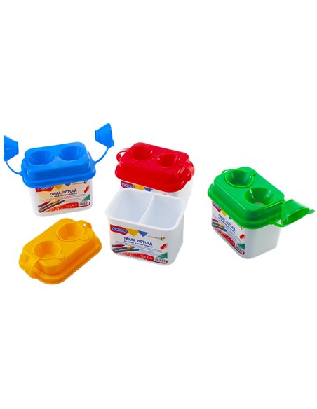 Pahar pentru pictura NEBO cu 2 compartimente, 7.5 x 7 x 9.5 cm, Culori asortate