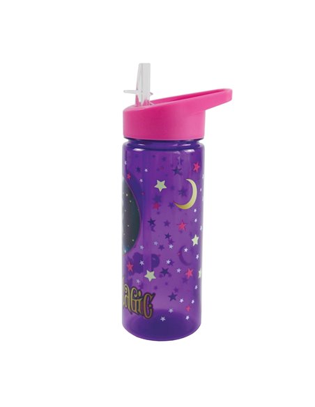 Sticla apa plastic cu pai S-COOL SC3400, 600 ml, Motiv believe in magic