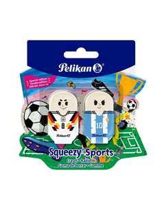 Set 2 radiere Pelikan Squeezy Sports, blister, Motive asortate - fotbal