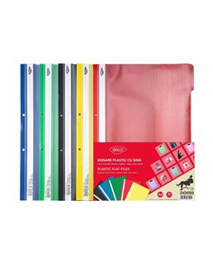 Set 50 dosare plastic cu sina Daco DO050, Culori asortate