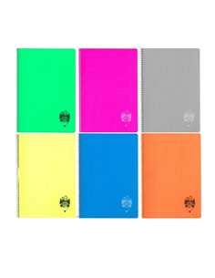 Caiet A4 cu spira si coperta plastic Daco CT496AR, 96 file, 70g/mp, Matematica, Culori asortate