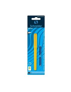Stilou unicolor Schneider + 2 rezerve cerneala albastra, blister, Galben