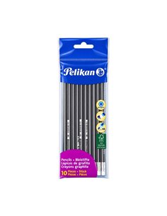 Set 10 Creioane grafit HB hexagonale Pelikan cu radiera