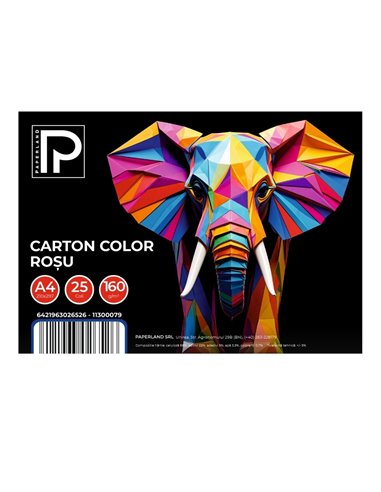 Carton color A4 Paperland PP-11300079, 160 g/mp, 25 coli, Rosu
