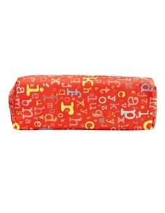 Penar etui cu 1 fermoar, Motiv litere, Rosu