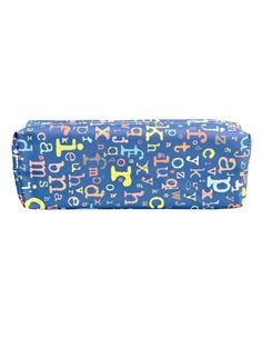 Penar etui cu 1 fermoar, Motiv litere, Albastru