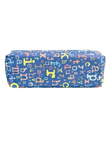 Penar etui cu 1 fermoar, Motiv litere, Albastru