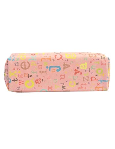 Penar etui cu 1 fermoar, Motiv litere, Roz