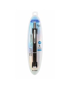Stilou retractabil Writech in cutie cadou, penita M+ 5 patroane cerneala albastra, Corp negru