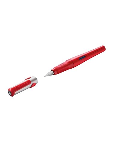 Stilou Pelikano, penita L pentru stangaci, grip ergonomic, Rosu