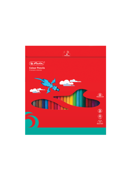 9498520,Creioane colorate triunghiulare 3mm set24 tava plastic