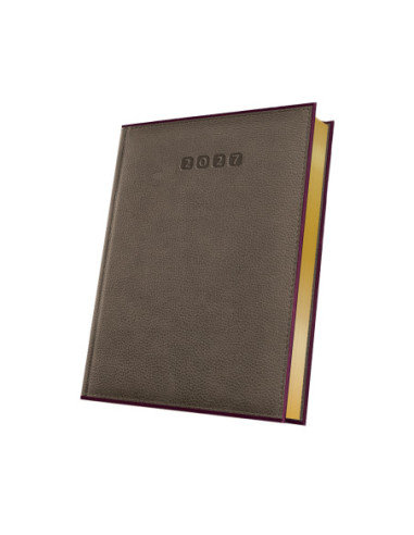 400216641,Agenda datata a5 352pag premium deluxe alghero coperta piele sintetica maro/rosu burgundy folio auriu 2027