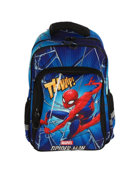 KMSM0008,Ghiozdan clasa 0 spiderman albastru 2 fermoare pigna