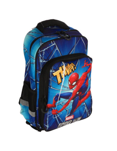 KMSM0008,Ghiozdan clasa 0 spiderman albastru 2 fermoare pigna