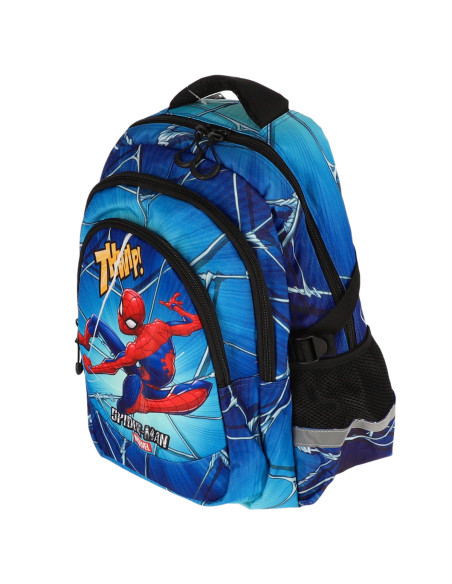 KMSM0010,Ghiozdan cl i-iv spiderman albastru 3 fermoare pigna