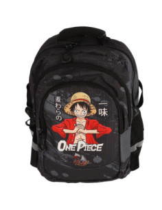 KMOP0012,Ghiozdan cl i-iv one piece negru 3 fermoare pigna