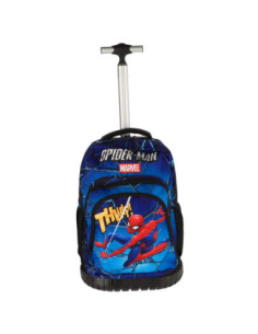 KMSM0015,Ghiozdan troller cl i-iv spiderman albastru 3 fermoare pigna