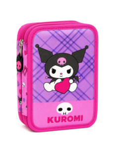 KMKU9998,Penar neechipat 3 fermoare kuromi roz pigna