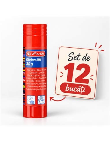 Set 12 x Lipici solid stick Herlitz fara solvent, 36g