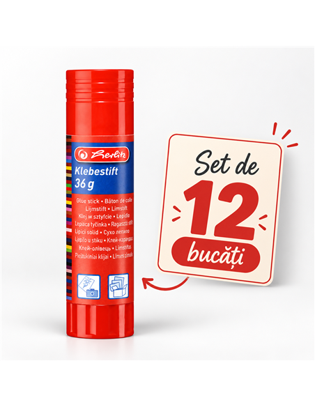 Set 12 x Lipici solid stick Herlitz fara solvent, 36g