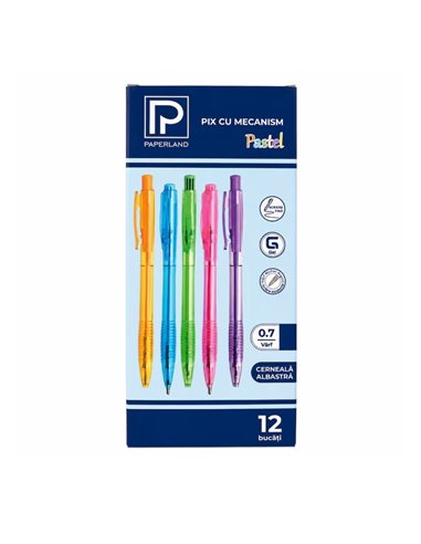 Set 12 pixuri cu mecanism Paperland PP-14100019, Color