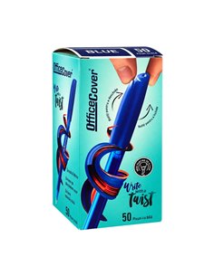 Set 50 pixuri cu bila si mecanism Office Cover Twist-IT 4016, 1.0 mm, mina albastra