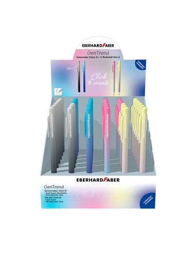 EF560184,Display 36 rollere Eberhard Faber Erase-it Click, 0.7 mm, Albastru