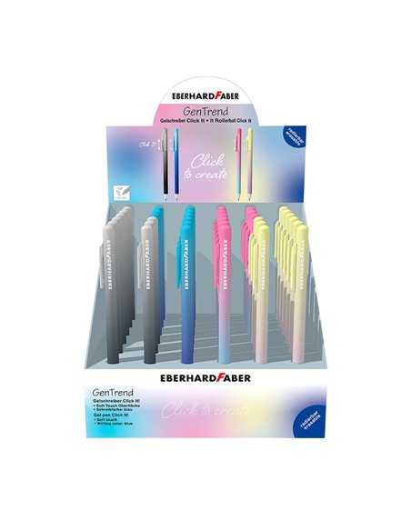 EF560184,Display 36 rollere Eberhard Faber Erase-it Click, 0.7 mm, Albastru