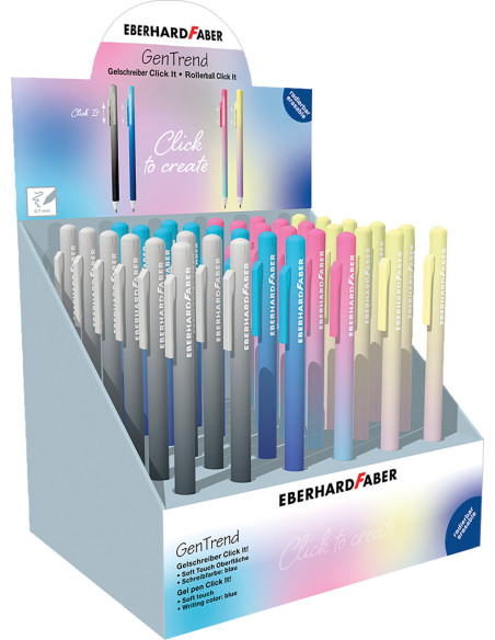 EF560184,Display 36 rollere Eberhard Faber Erase-it Click, 0.7 mm, Albastru