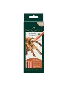 FC210056,Creioane colorate polychromos 2026 Faber-castell FC210056, 3 culori, tonuri maro Spider