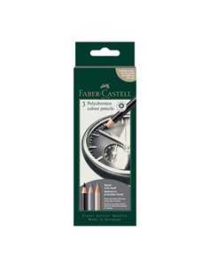 FC210058,Creioane colorate polychromos 2026 Faber-castell FC210058, 3 culori, tonuri gri, Clock