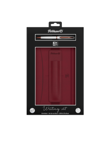400215865,Set cadou Pelikan burgundy - contine signature A5 bordo + etui bordo + pix jazz noble white pearl