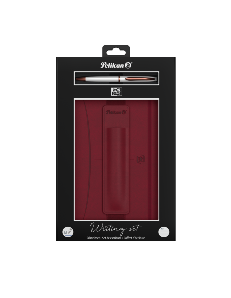 400215865,Set cadou Pelikan burgundy - contine signature A5 bordo + etui bordo + pix jazz noble white pearl