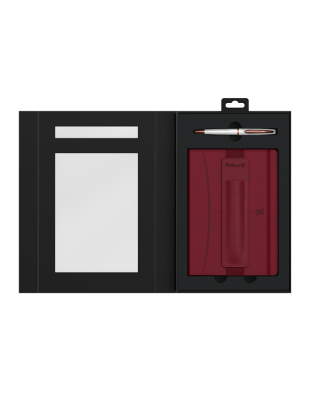 400215865,Set cadou Pelikan burgundy - contine signature A5 bordo + etui bordo + pix jazz noble white pearl