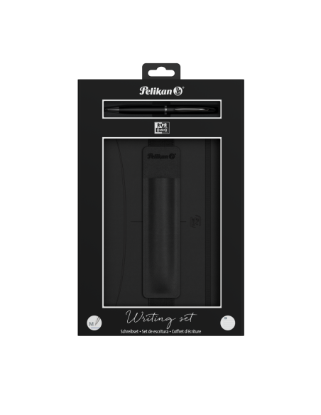 400215866,Set cadou Pelika black - contine signature A5 negru + etui negru + pix jazz noble black