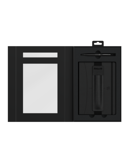 400215866,Set cadou Pelika black - contine signature A5 negru + etui negru + pix jazz noble black
