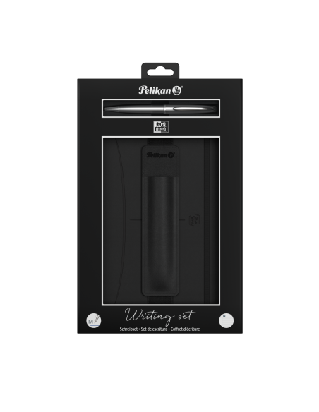 400215867,Set cadou Pelika black - contine signature A5 negru + etui negru + pix jazz noble silver