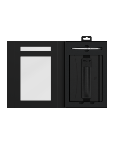 400215867,Set cadou Pelika black - contine signature A5 negru + etui negru + pix jazz noble silver
