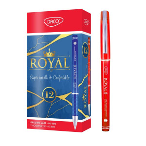 Set 12 pixuri cu gel DACO Royal PX266R, 0.5 mm, Mina rosie