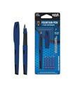 Stilou + 4 rezerve cerneala albastra S-COOL SC3522, penita F, blister, Albastru
