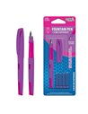 Stilou + 4 rezerve cerneala albastra S-COOL SC3521, penita F, blister, Violet