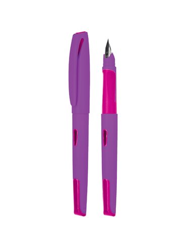 Stilou + 4 rezerve cerneala albastra S-COOL SC3521, penita F, blister, Violet