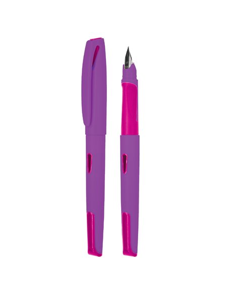 Stilou + 4 rezerve cerneala albastra S-COOL SC3521, penita F, blister, Violet