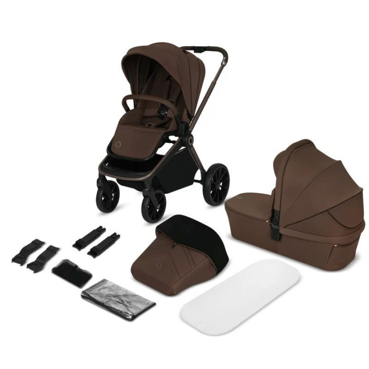 BN-LO-MIKA_PLUS_2IN1_MOCHA_MOUSSE,Carucior 2 in 1, Lionelo, Mika Plus, Cadru din aluminiu, Cu landou intarit si salteluta moale,
