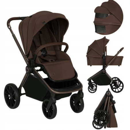 BN-LO-MIKA_PLUS_2IN1_MOCHA_MOUSSE,Carucior 2 in 1, Lionelo, Mika Plus, Cadru din aluminiu, Cu landou intarit si salteluta moale,